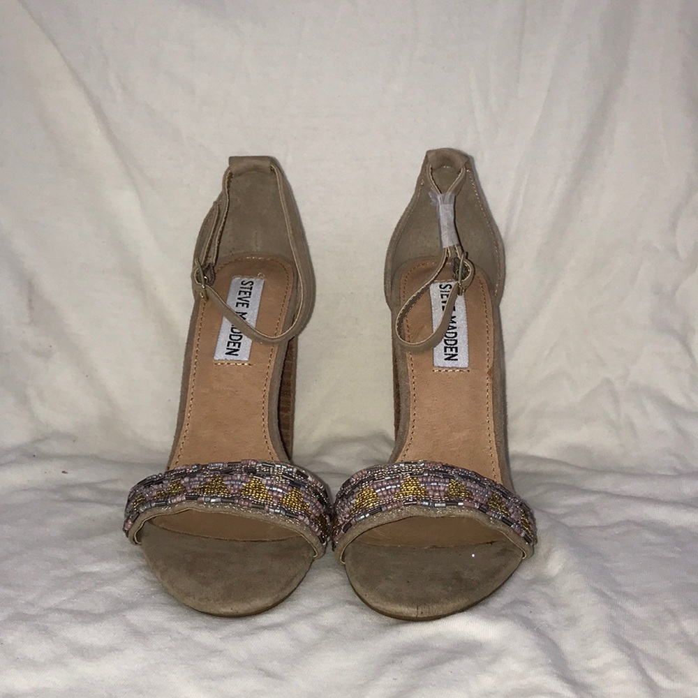 Brand new Steve Madden strappy stacked block heel
